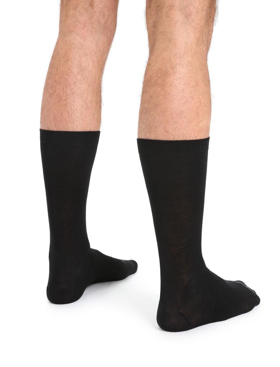 Black Icebreaker Merino Lifestyle Fine Gauge Crew Men's Socks | AU 1011LISH